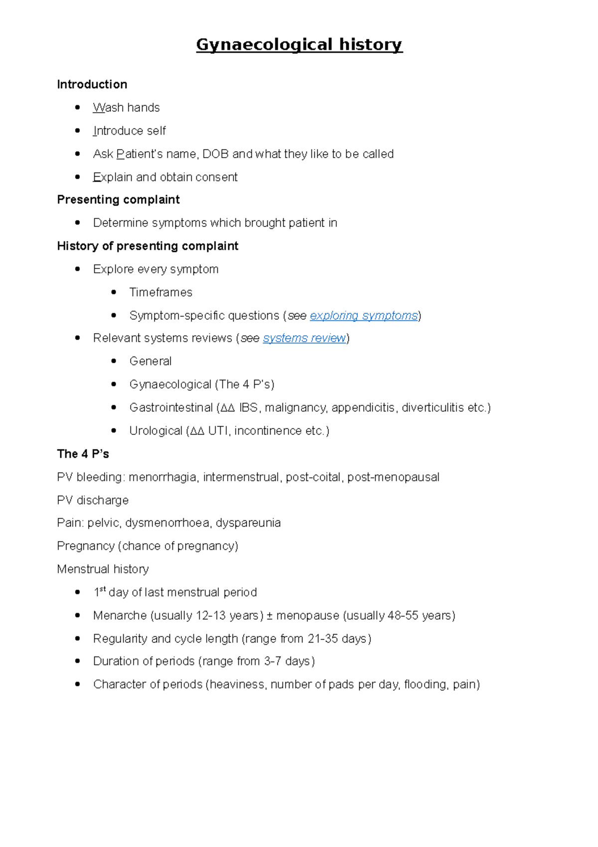 Gynae History Taking - notes for revision pls use and enjoy ...