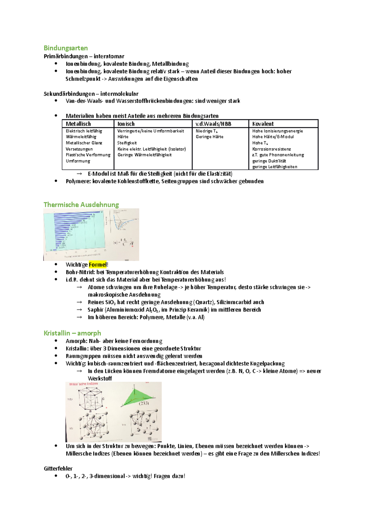 Klausursprechstunde We - Bindungsarten Primärbindungen – Interatomar ...