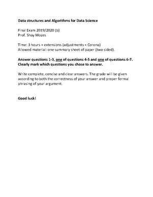 Problem set 3 Data structure and algo - Data Structures & Algorithms ...