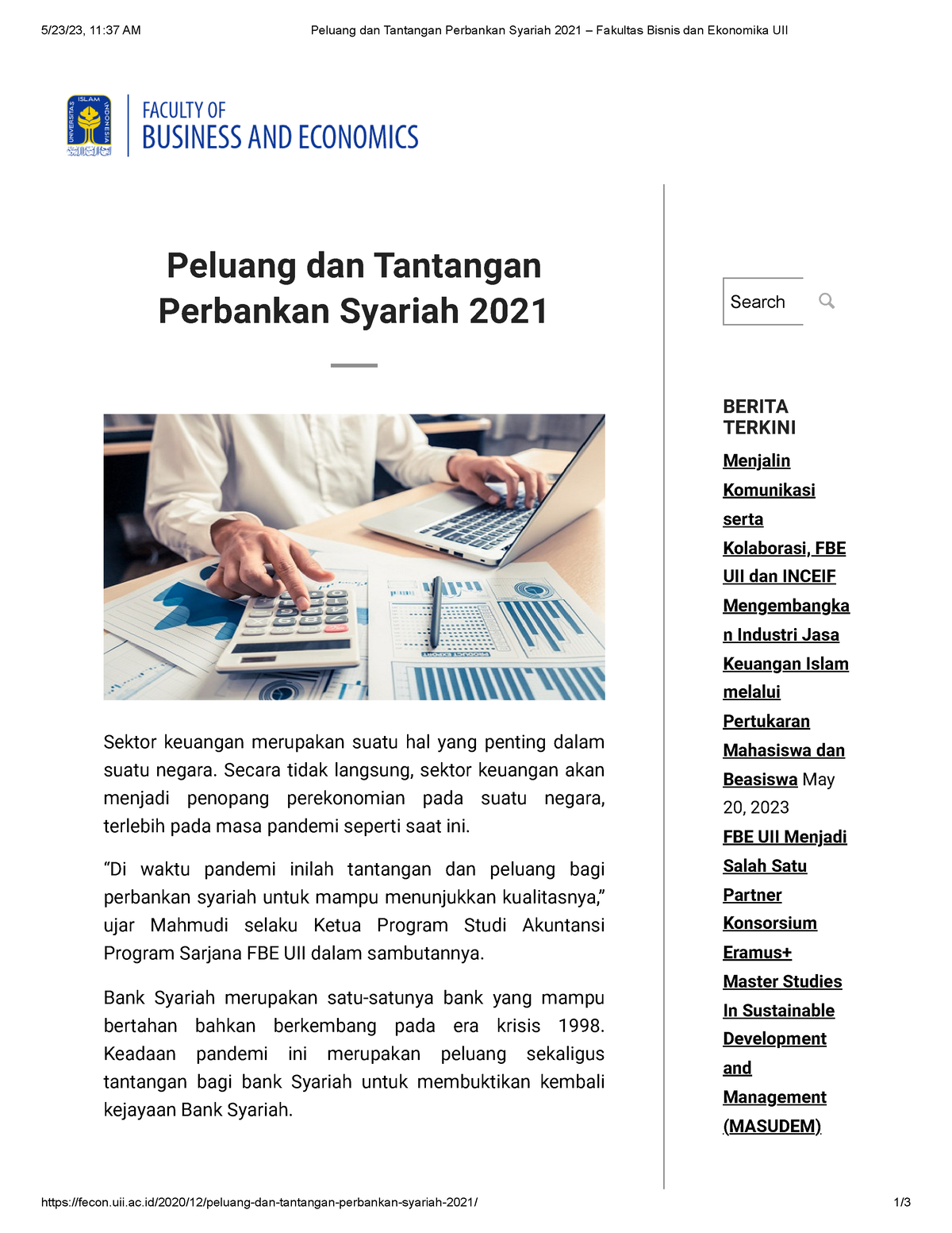 Peluang Dan Tantangan Perbankan Syariah 2021 – Fakultas Bisnis Dan ...