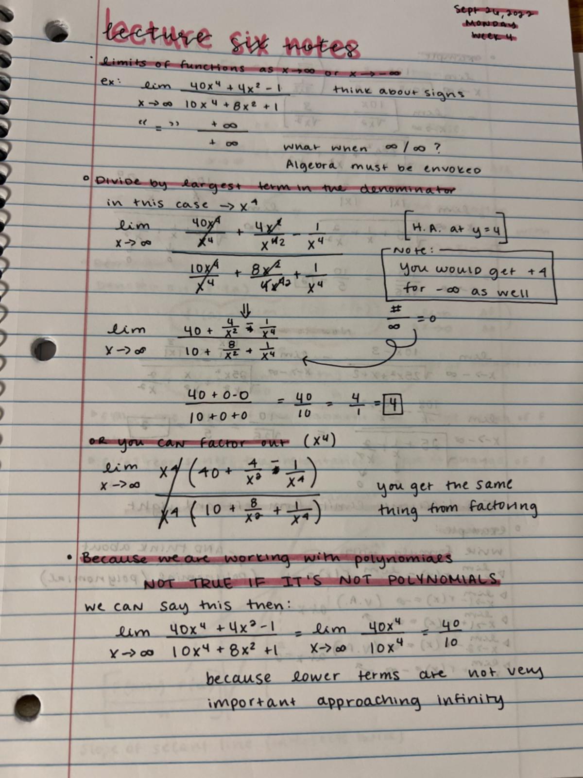 Monday Sept 26th Calc Notes WEEK FOUR - MATHUA121 - Studocu