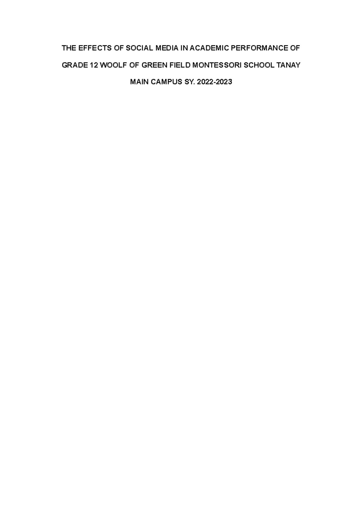 THE Effects OF Social Media IN Academic Performanc - THE EFFECTS OF ...