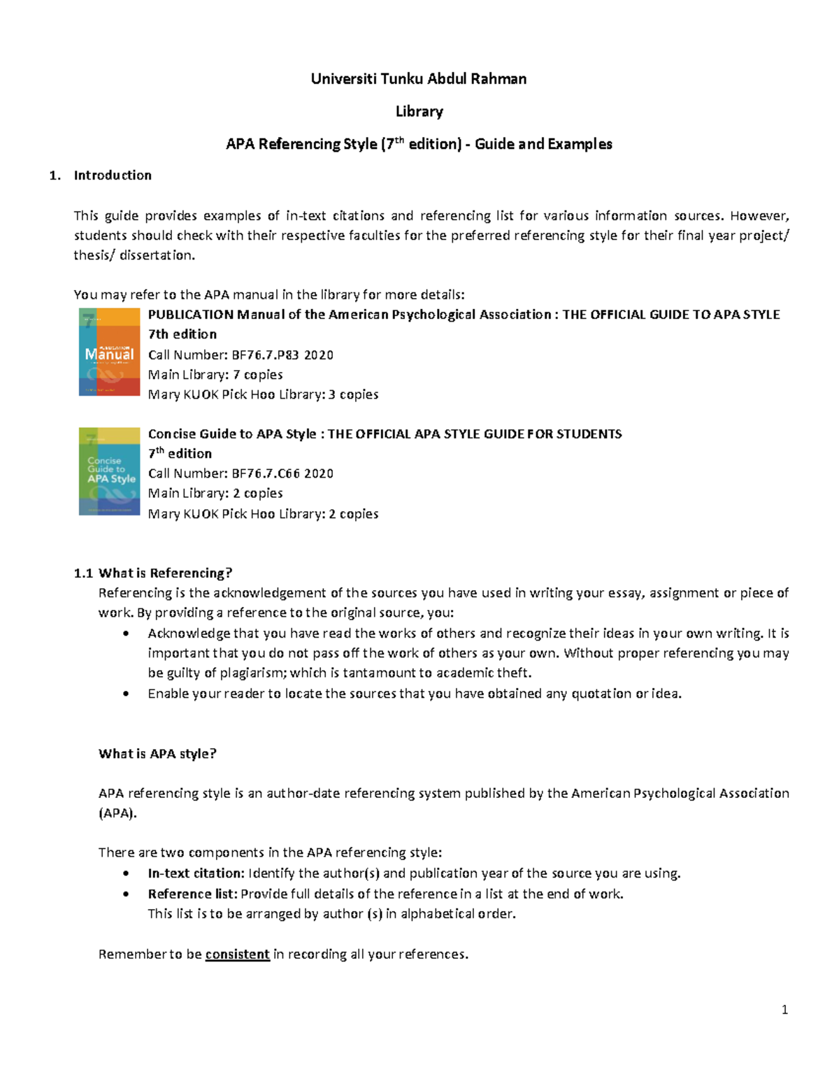 Appendix B 7th Ed APA Referencing Style - Universiti Tunku Abdul Rahman ...