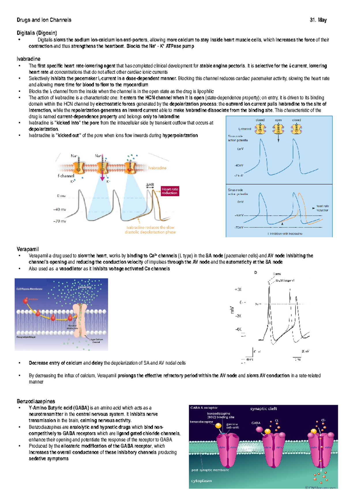 Drugs and Ion Channels May Digitalis (Digoxin) Digitalis slows the