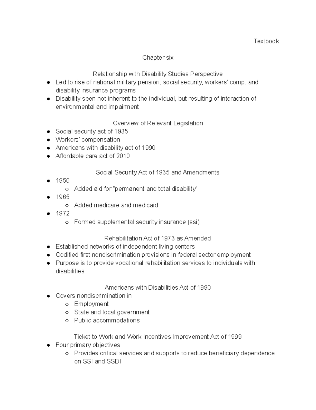 Chapter six RS - Textbook Chapter six Relationship with Disability ...
