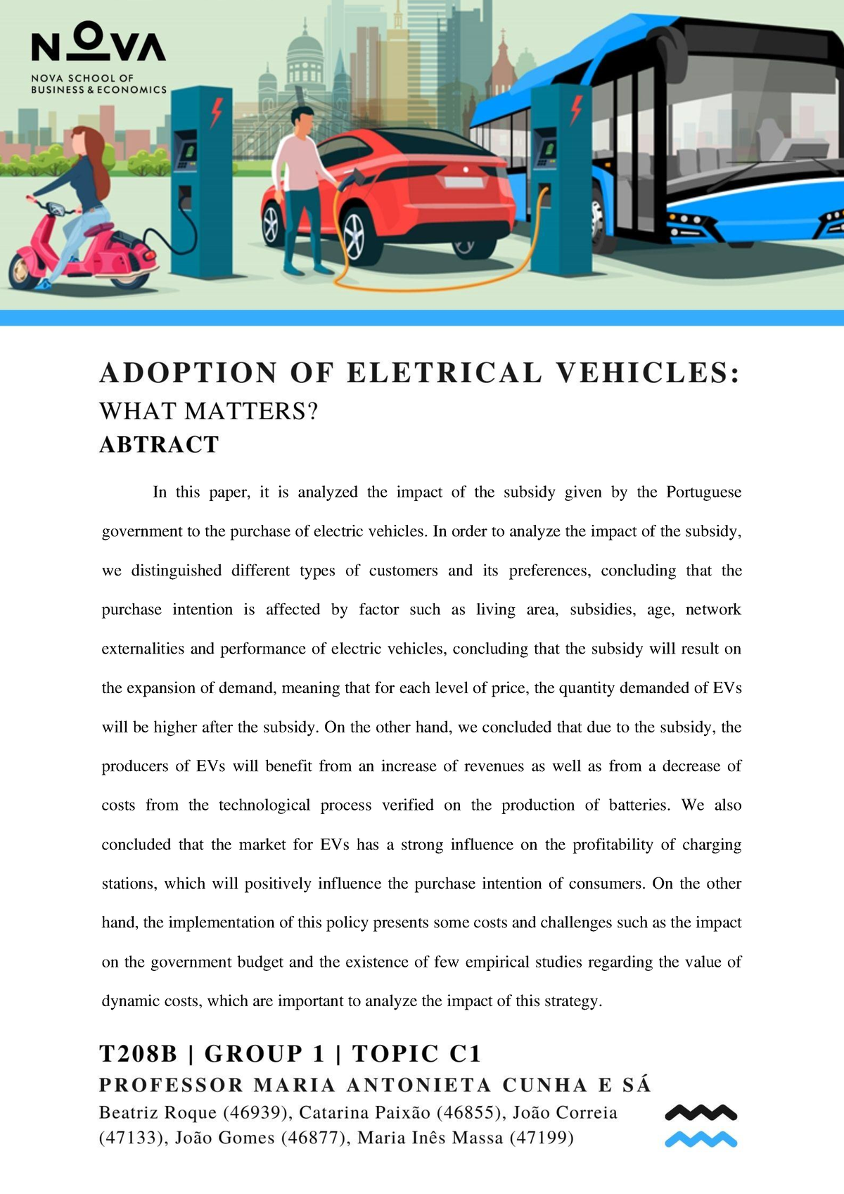 Adoption of Eletrical Vehicles (Portuguese Government Policies) In