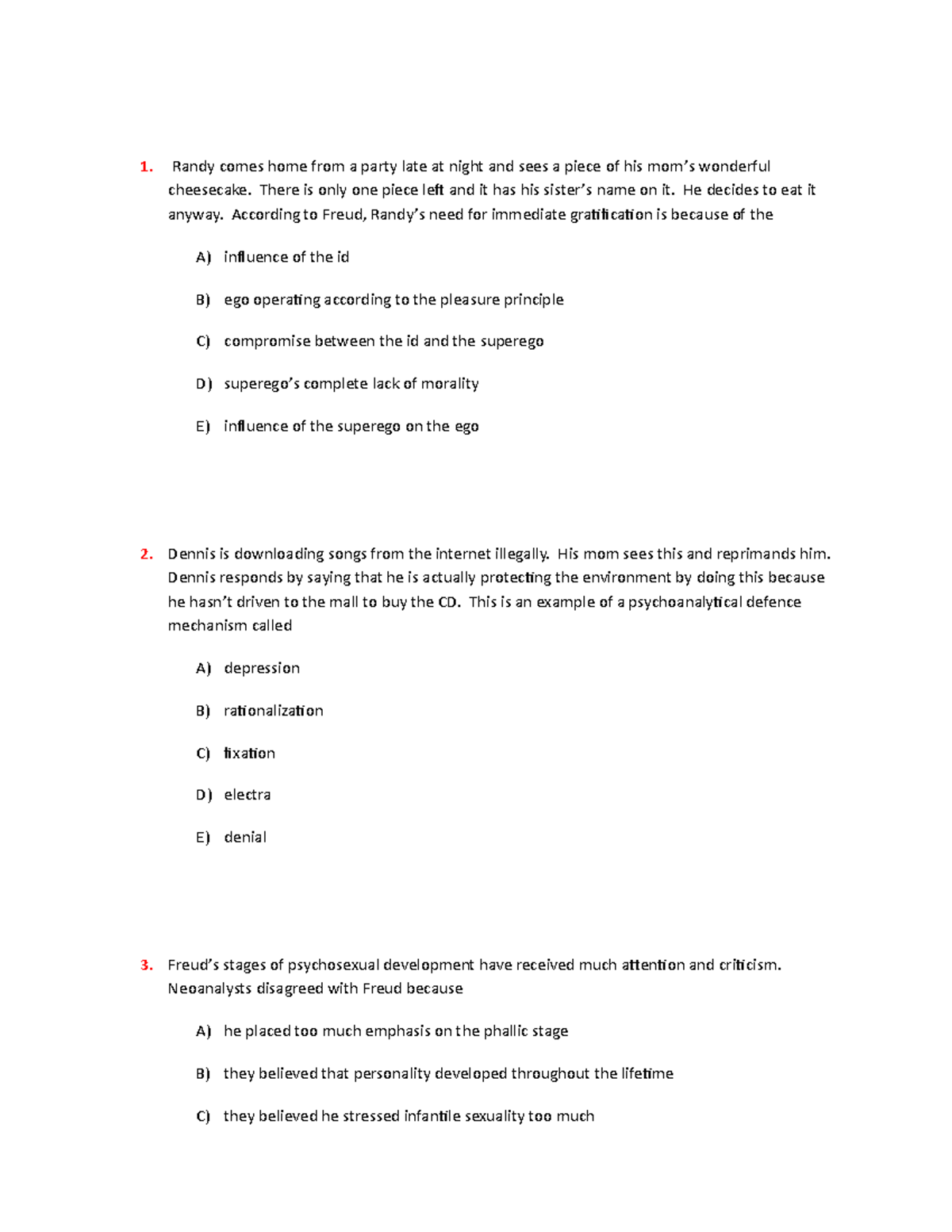 Psych Practice Exam Final April 2010 With Answer Key - Psyc1010 - Yorku ...