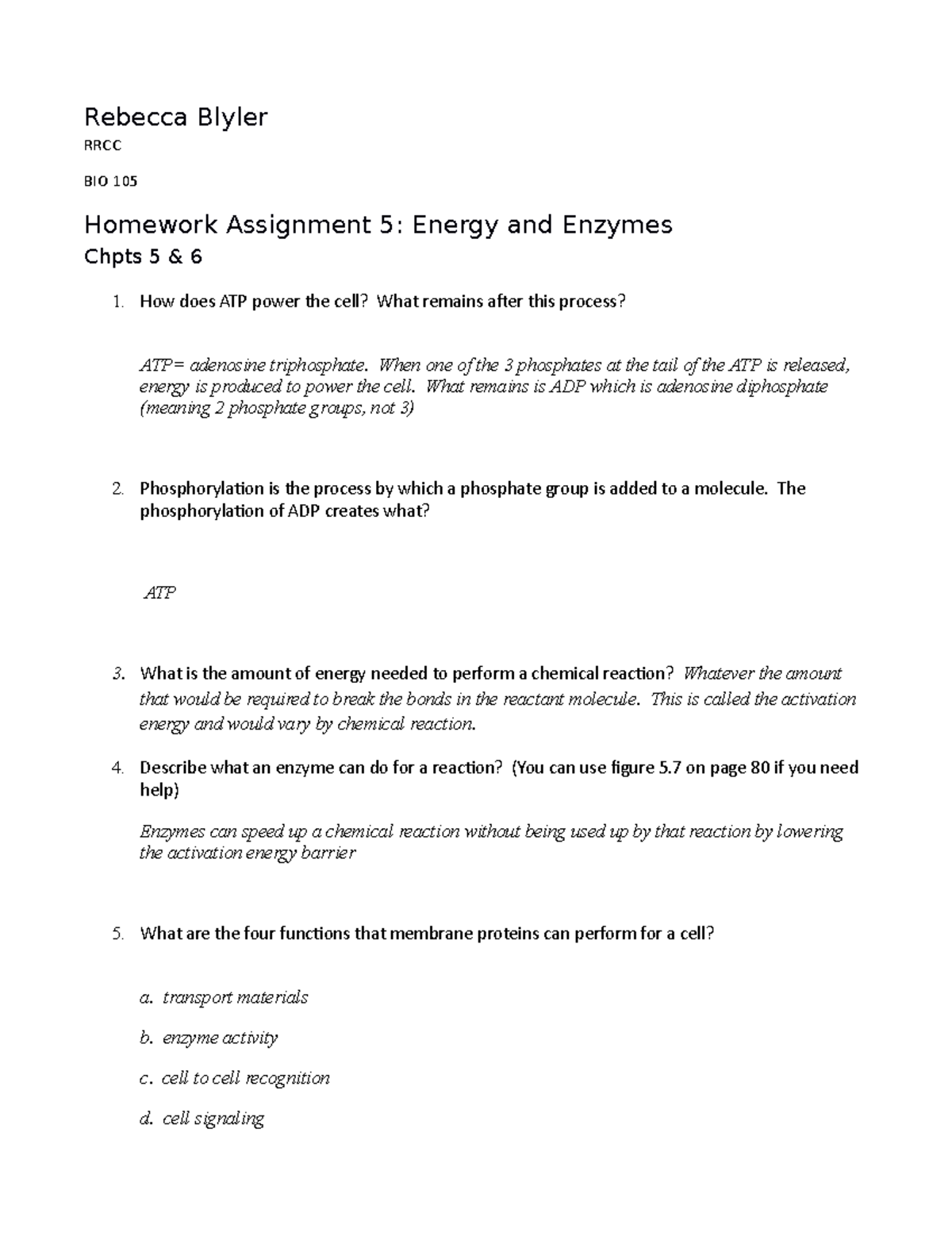College Biology Homework 5 - Rebecca Blyler RRCC BIO 105 Homework ...