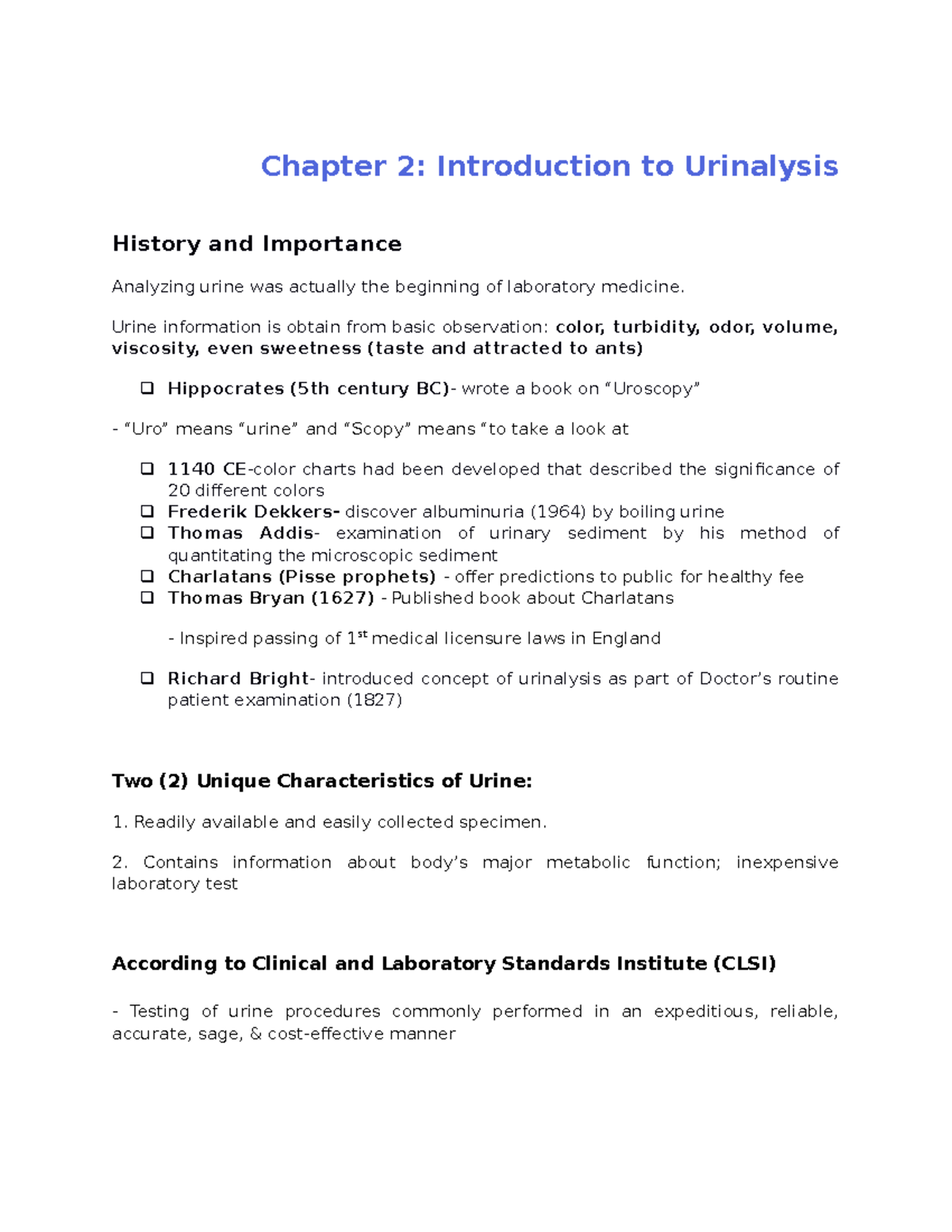 Introduction to Urinalysis - Chapter 2: Introduction to Urinalysis ...