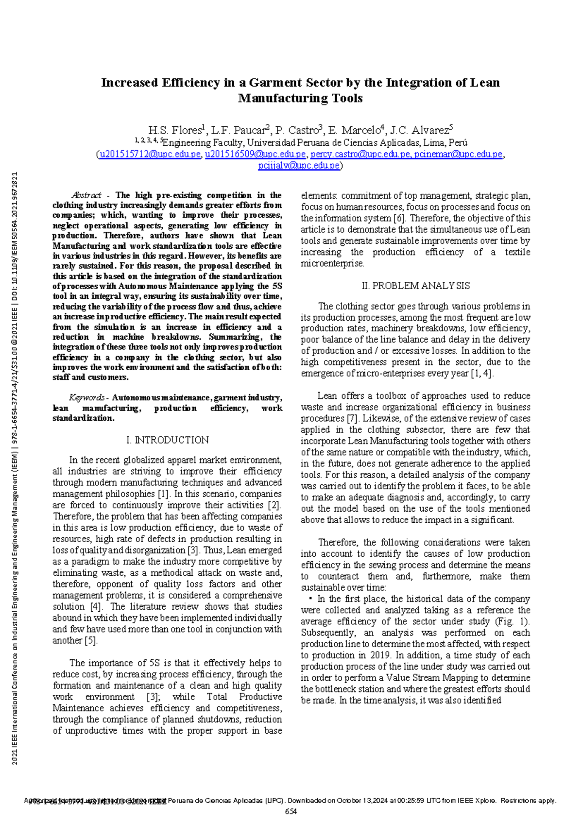 Increased Efficiency in a Garment Sector by the Integration of Lean ...