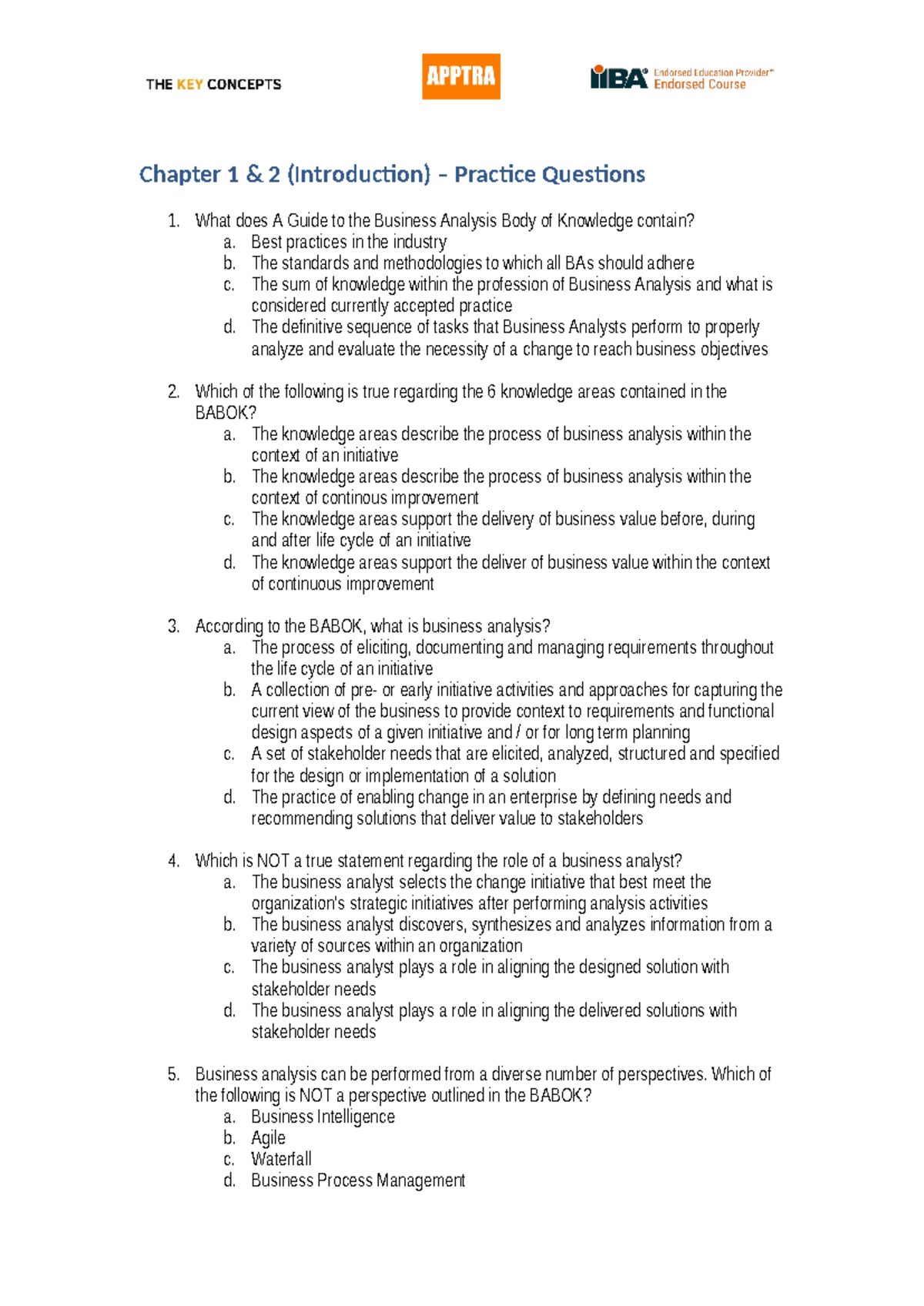 Chapter 1 2 - BA Notes - Chapter 1 & 2 (Introduction) – Practice ...