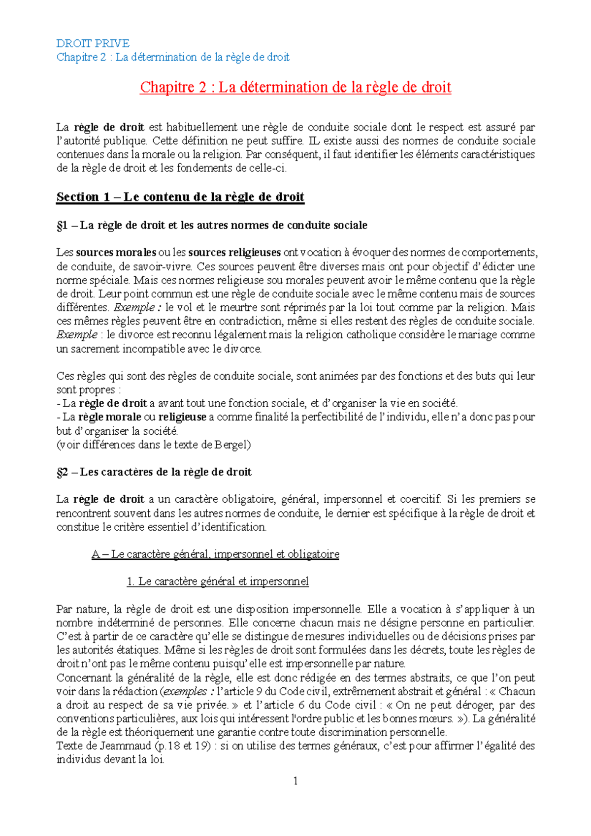 Introduction générale au droit - Chapitre 2 : La détermination de la ...