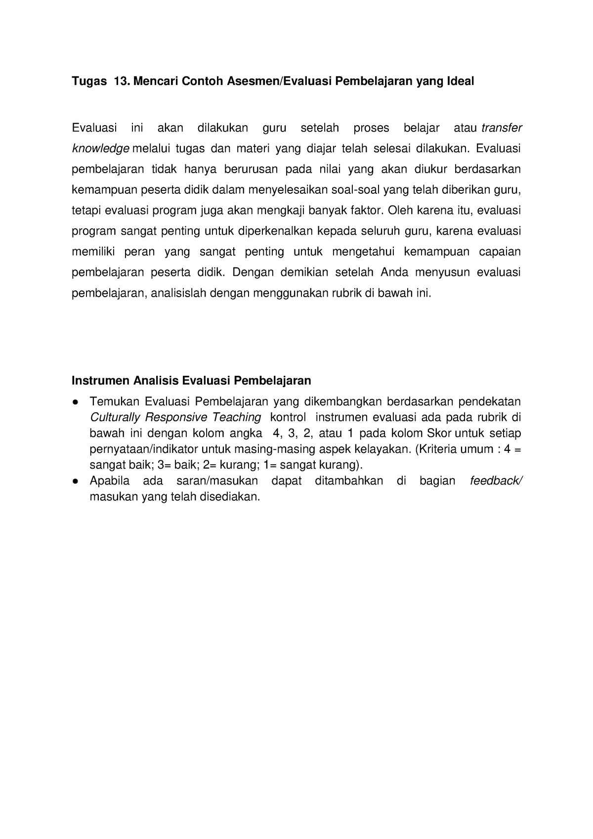 Tugas 13 Eksplorasi Konsep - Tugas 13. Mencari Contoh Asesmen/Evaluasi ...