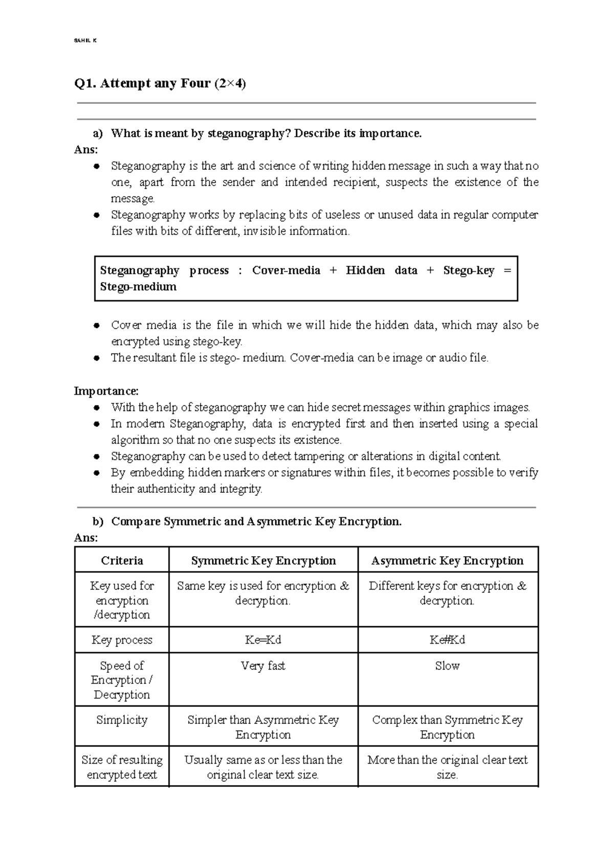 NIS Sample Sessional 2 Question - Q1. Attempt any Four (2×4) a) What is ...