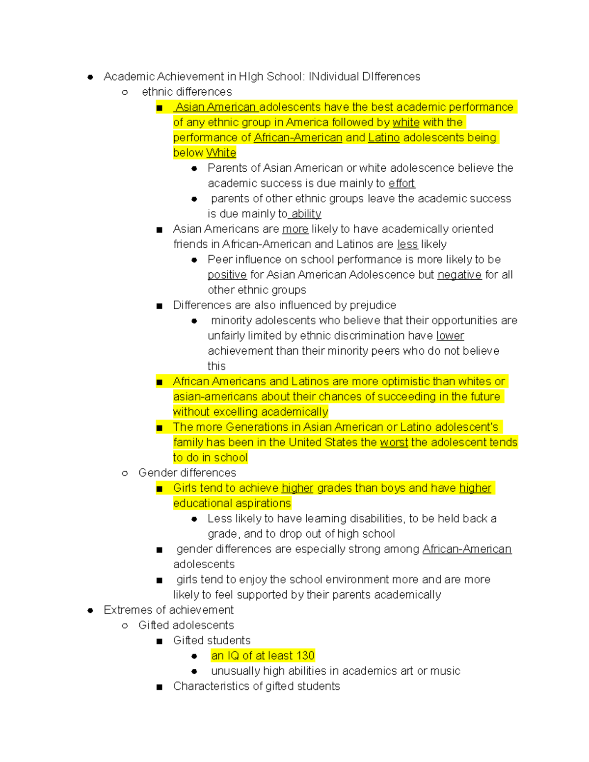 Academic Achievement and Individual Differences in High School - Studocu
