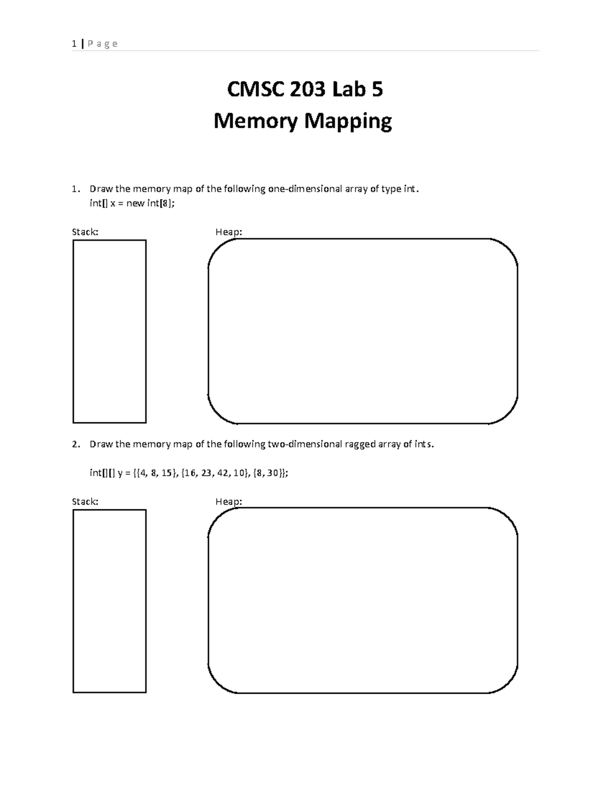 Lab5 Memory Mapping - 1 | P A G E CMSC 203 Lab 5 Memory Mapping Draw ...