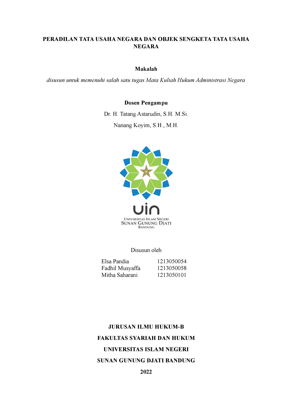 PERADILAN TATA USAHA NEGARA DAN OBJEK SENGKETA TATA USAHA NEGARA ...