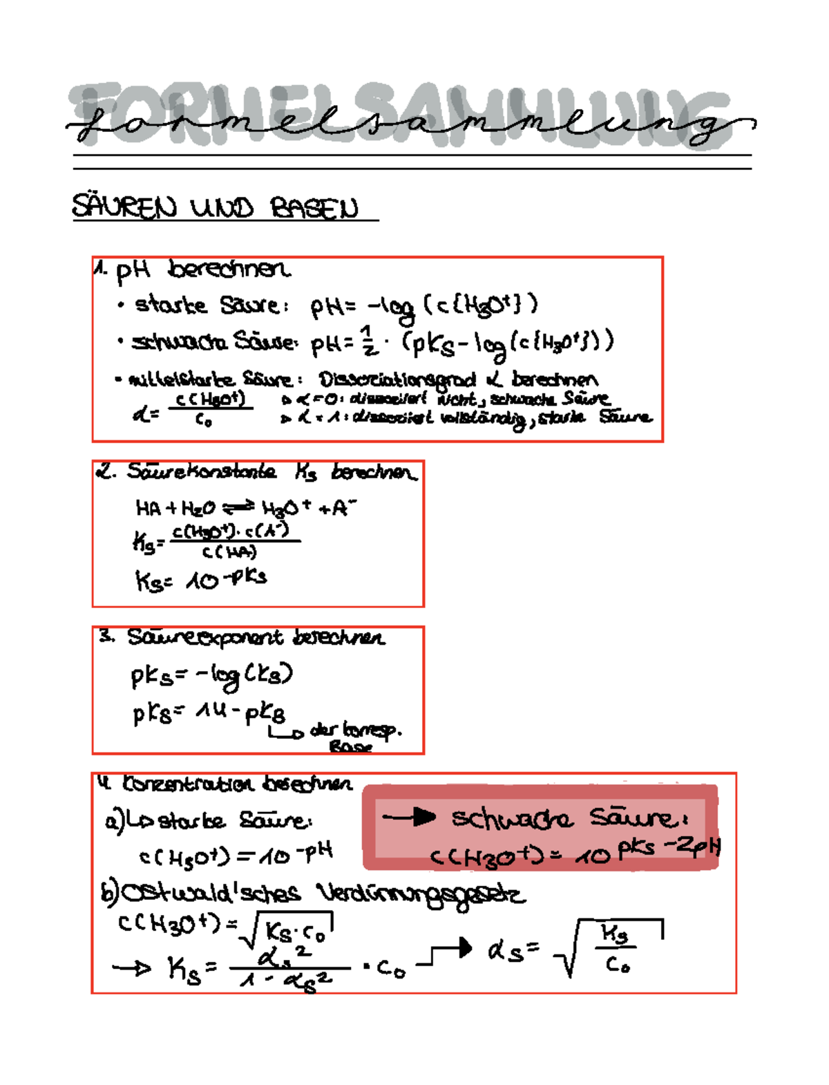 Formelsammlung Chemie formelsammlungs SÄUREN UND BASEN 1