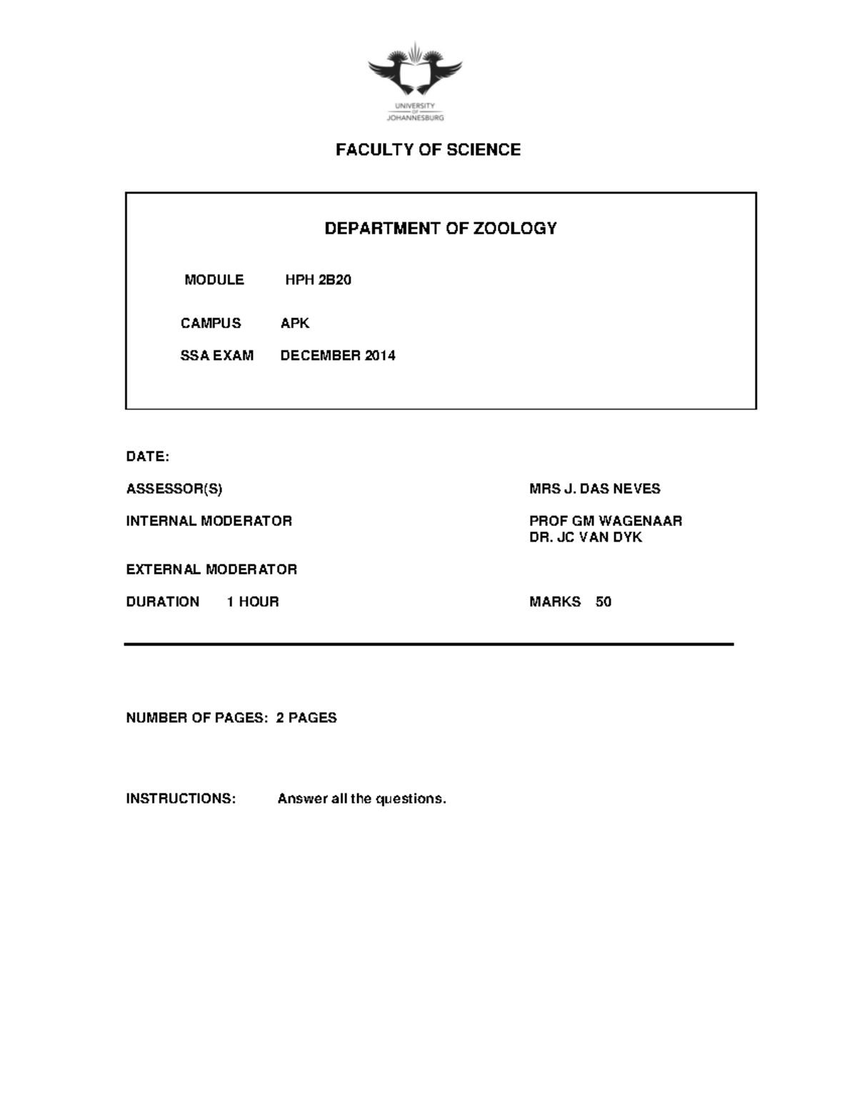 Uj 19570+ Source 1+ Source 1 - FACULTY OF SCIENCE DEPARTMENT OF ZOOLOGY ...