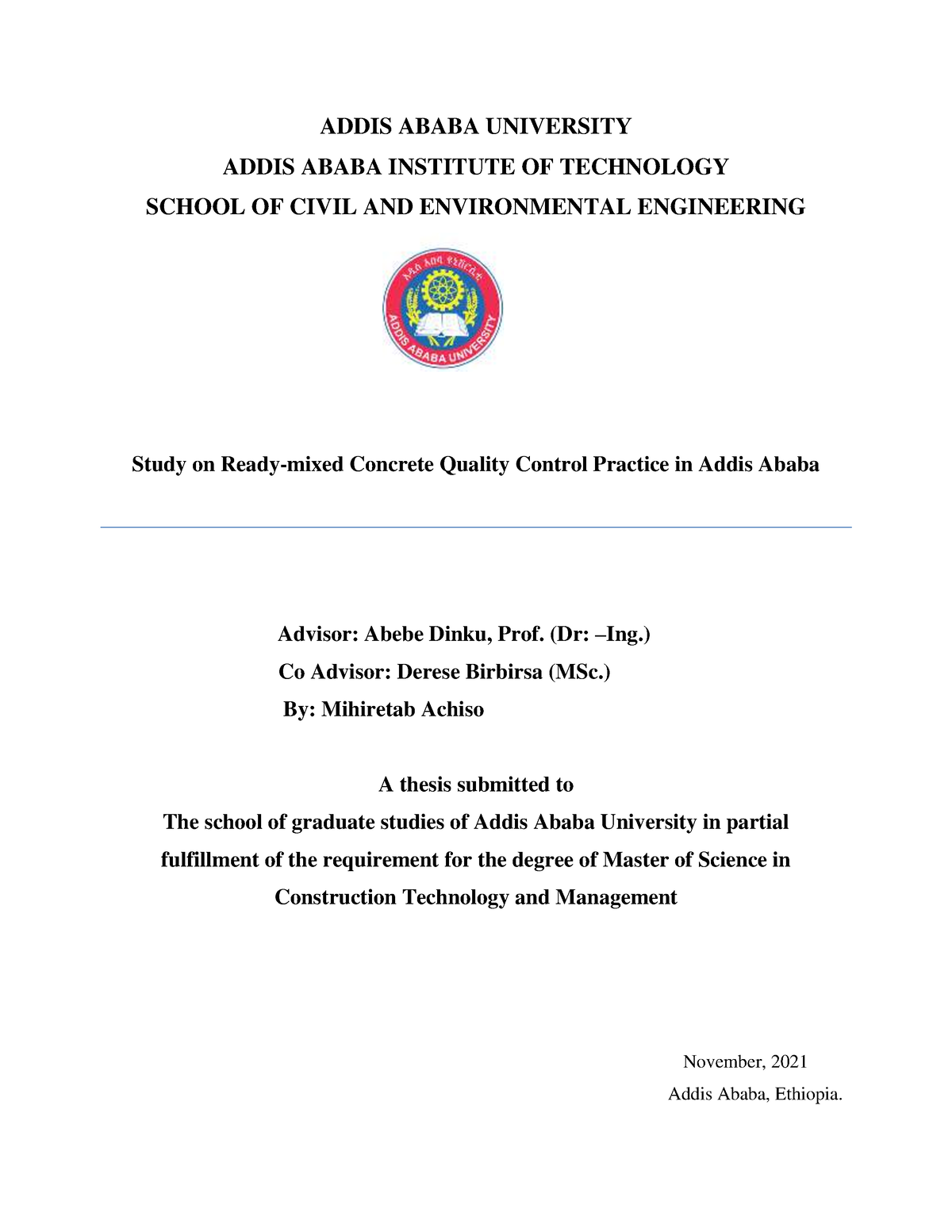 term paper in addis ababa university