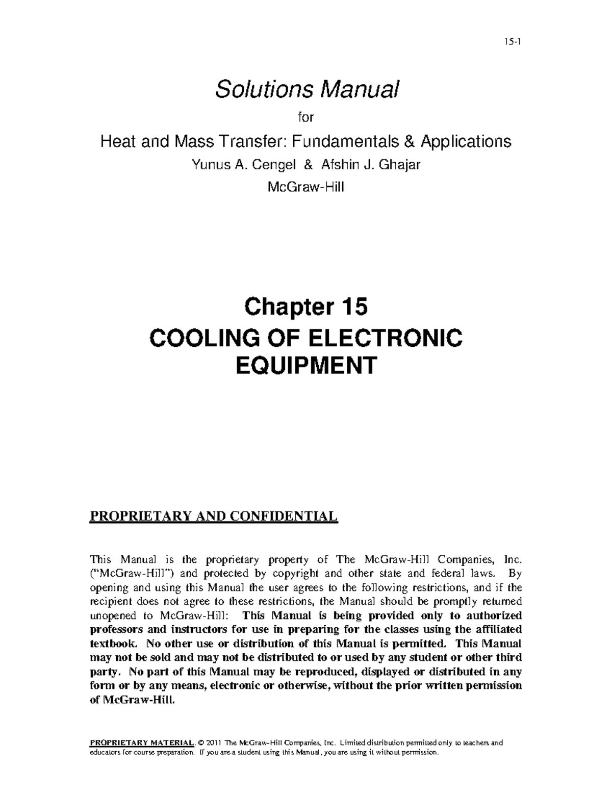 Heat Chapter 15 - 15-1 Solutions Manual for Heat and Mass Transfer ...