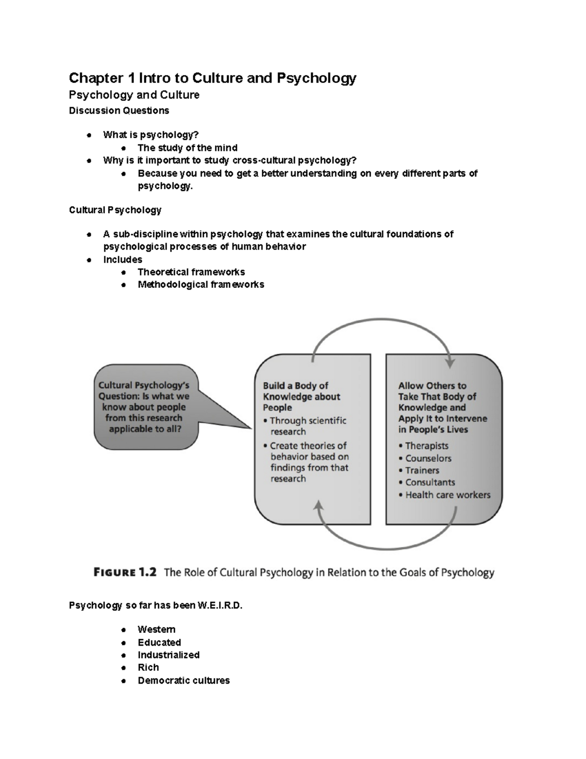 Chapter 1 - Chap. 1 Notes - Chapter 1 Intro To Culture And Psychology ...