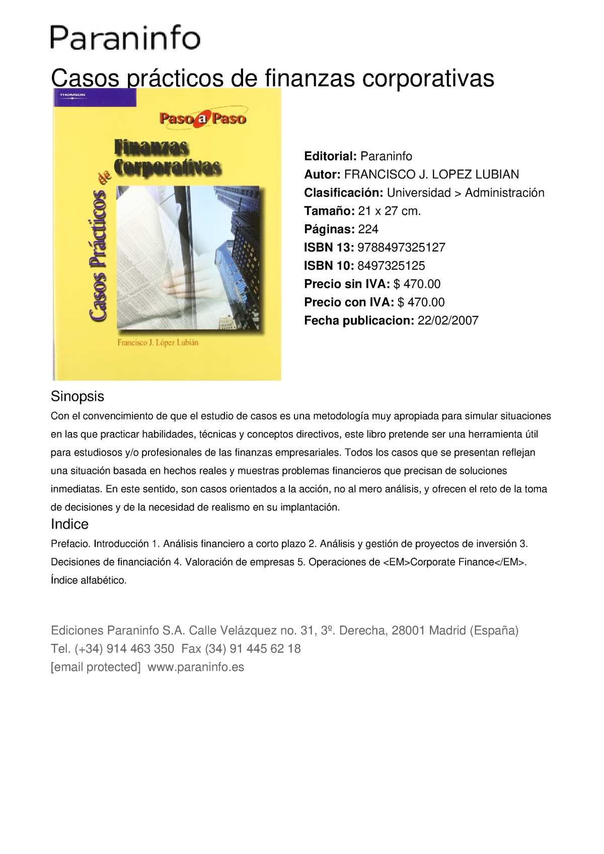 Finanzas Corporativas - Francisco Casos Practicos - Casos Prácticos De ...