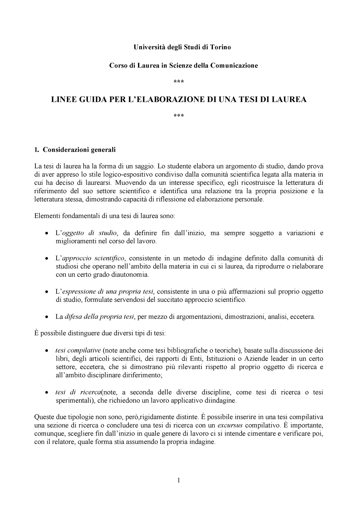 Linee Guida Tesi Scienze Della Comunicazione - Università Degli Studi ...