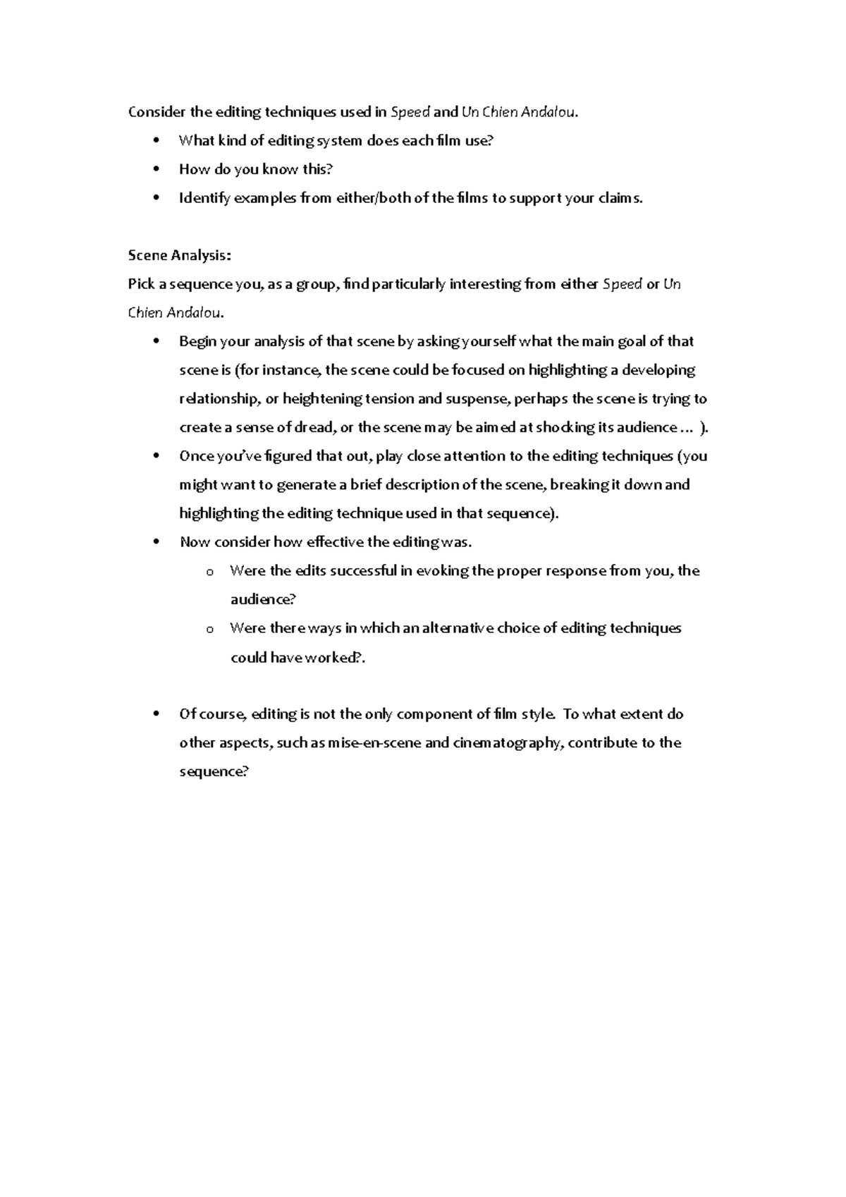 Tutorial Questions Continuity and Discontinuity Editing Consider the