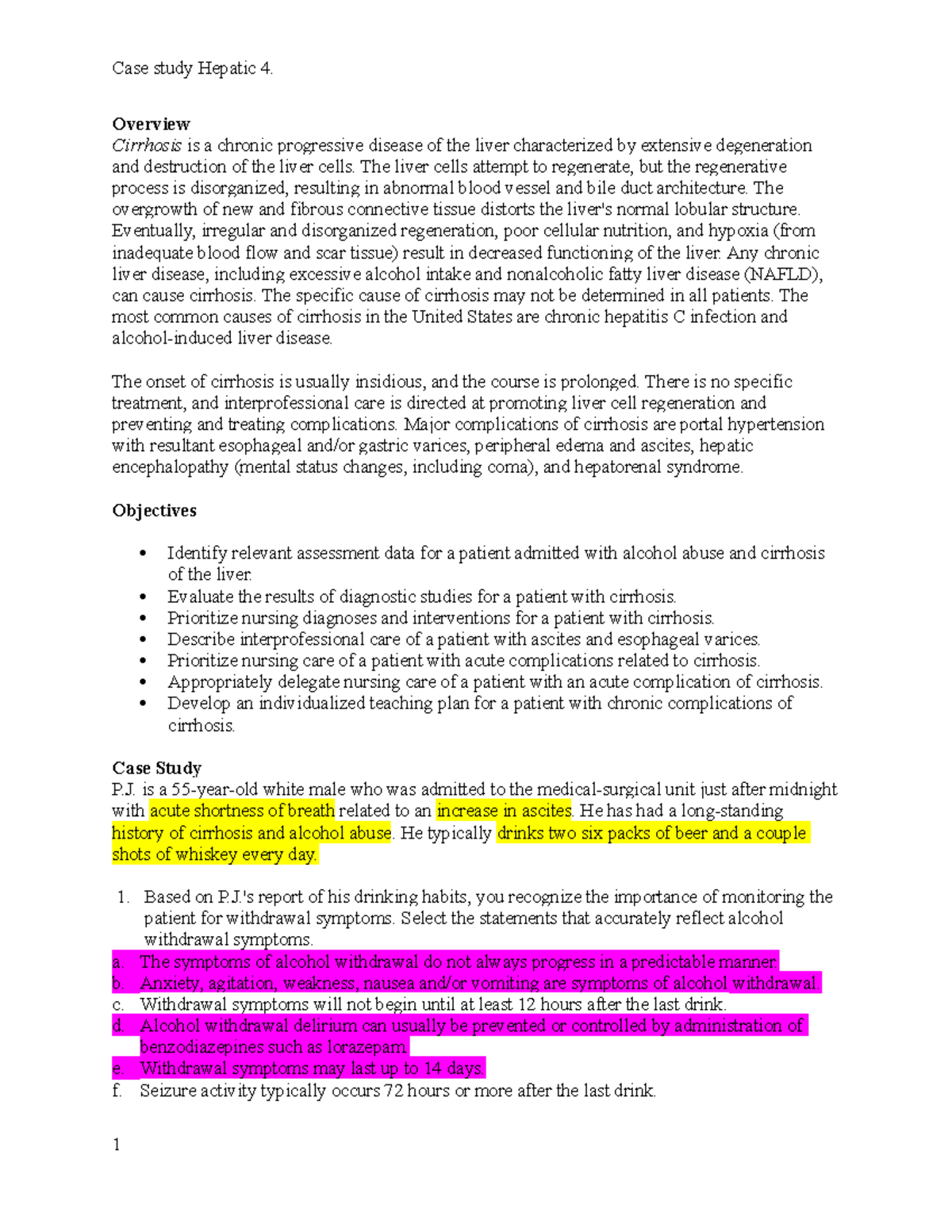 case study of cirrhosis