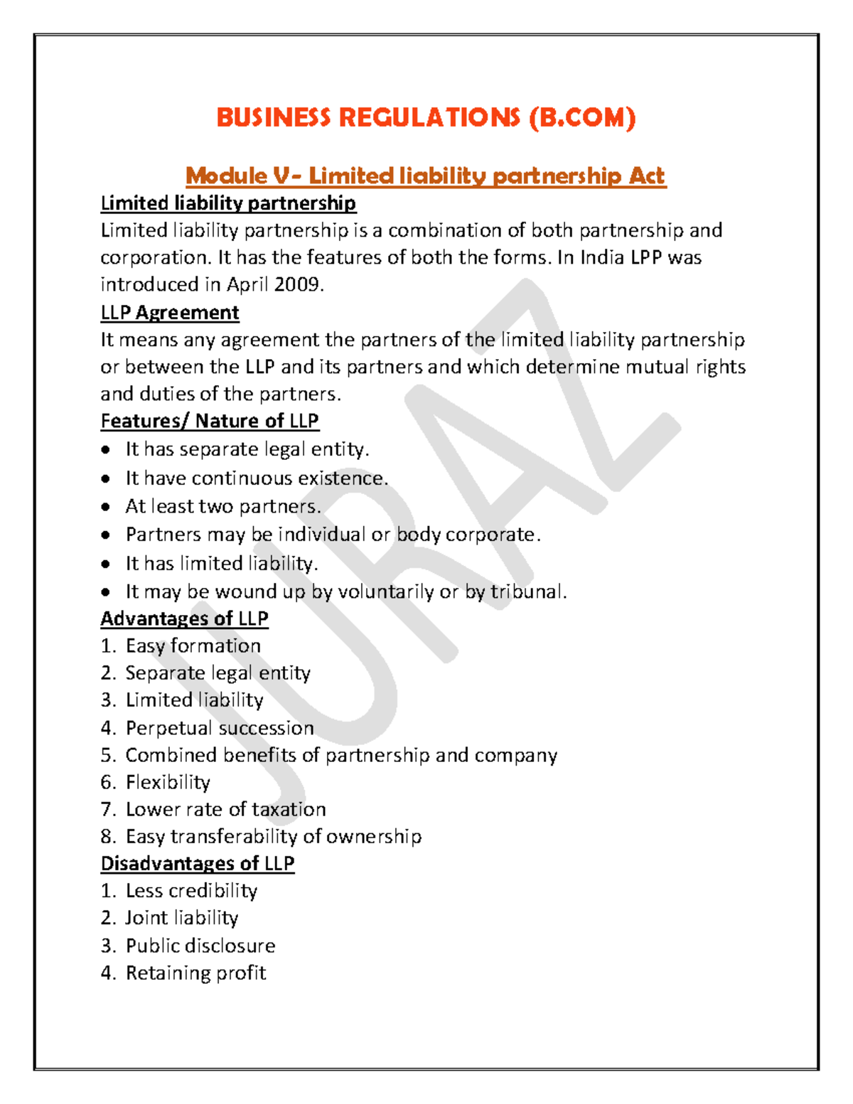 Business Regulation (bcom)- Module V - BUSINESS REGULATIONS (B) Module ...