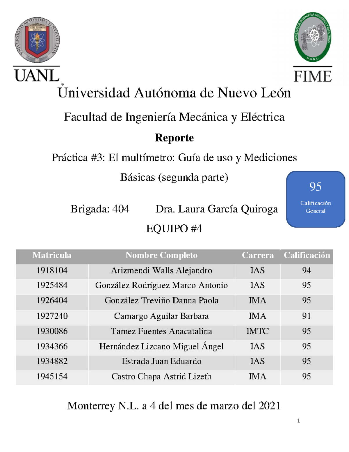Practica#3 Laboratorio de fisica 3 B404 EQ4 - Universidad Autónoma de ...