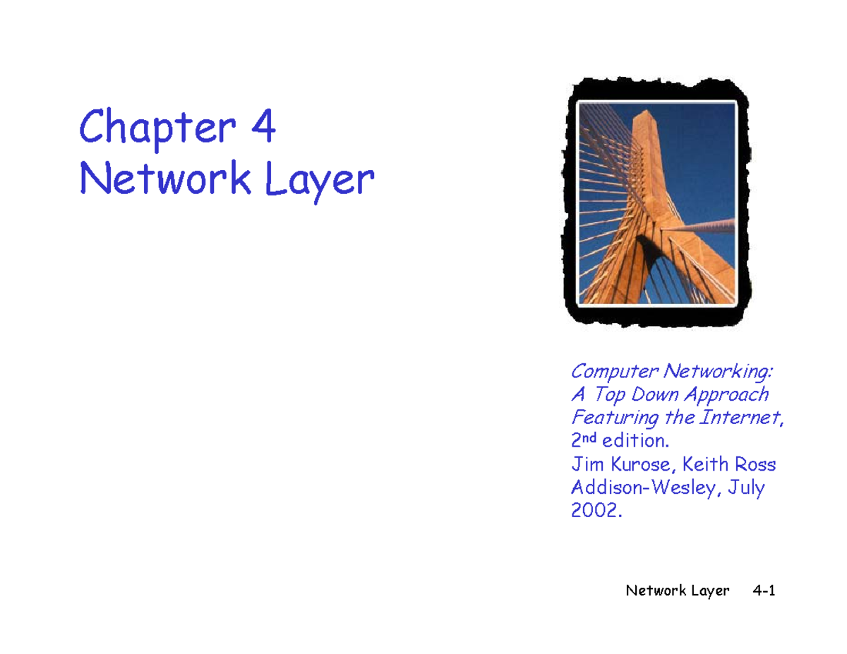 Ch4 - Chapter 4 Network Layer Computer Networking: A Top Down Approach ...