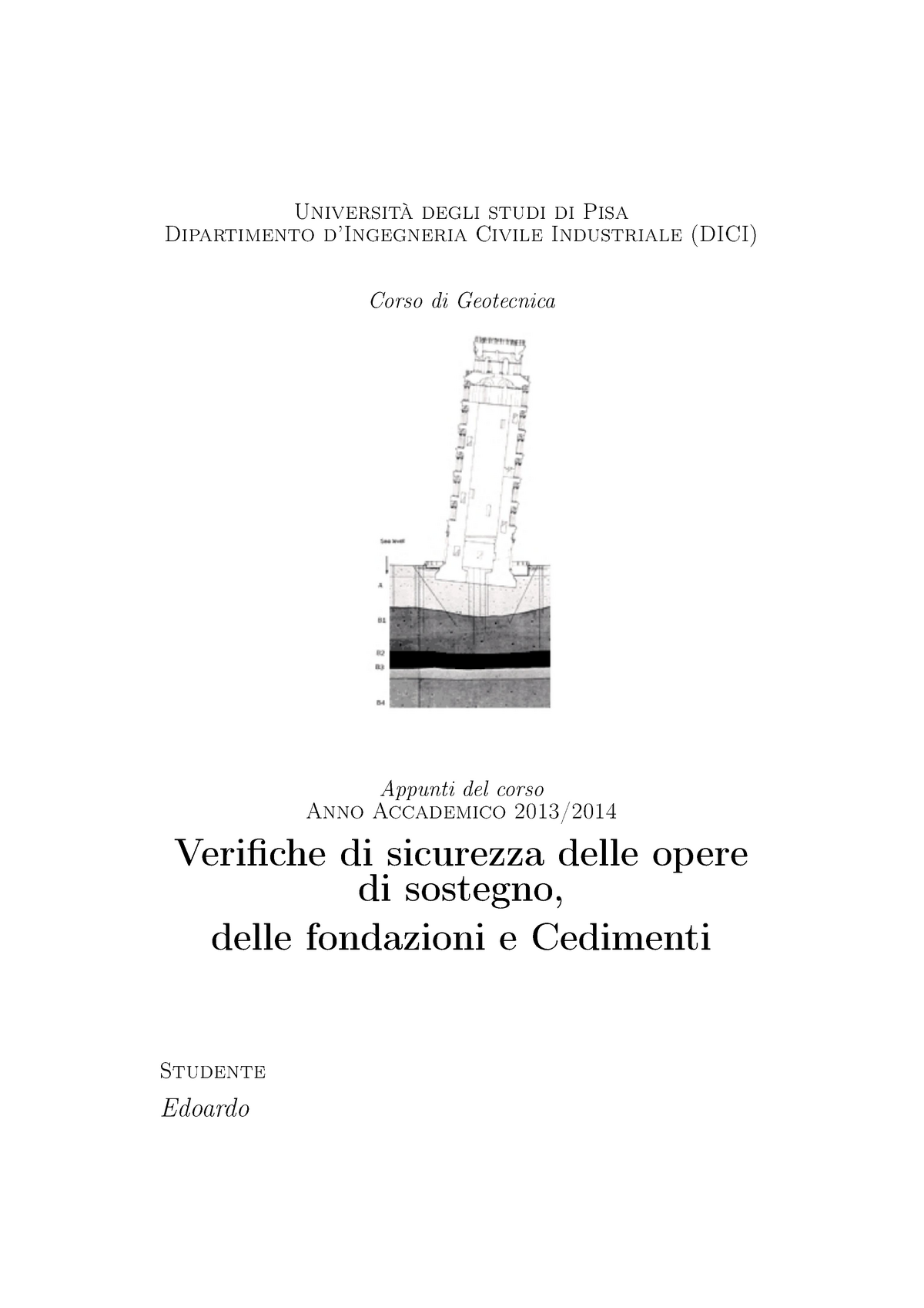 Geotecnica Muri Di Sostegno.Appunti Veriﬁche Di Sicurezza Delle Opere Di Sostegno Delle Fondazioni E Cedimenti Studocu