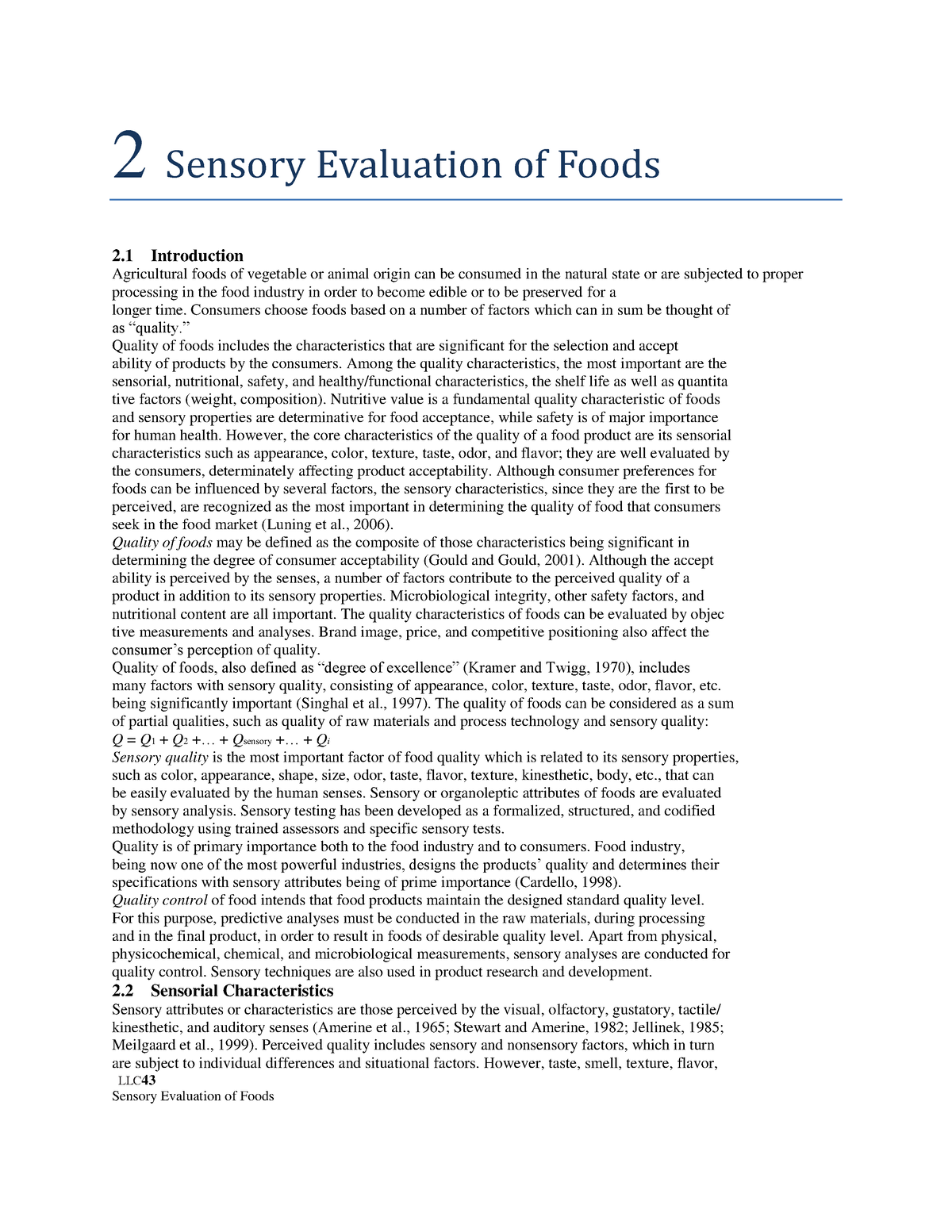sensory evaluation of food research paper