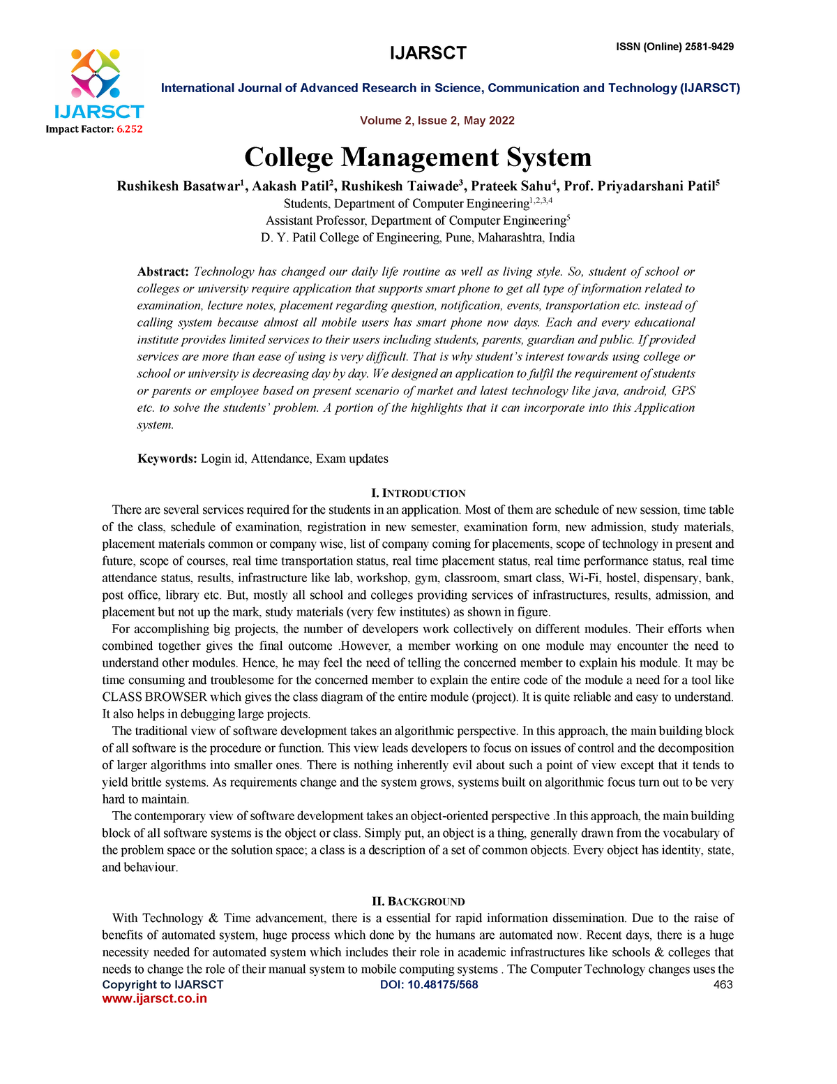 college management system literature review