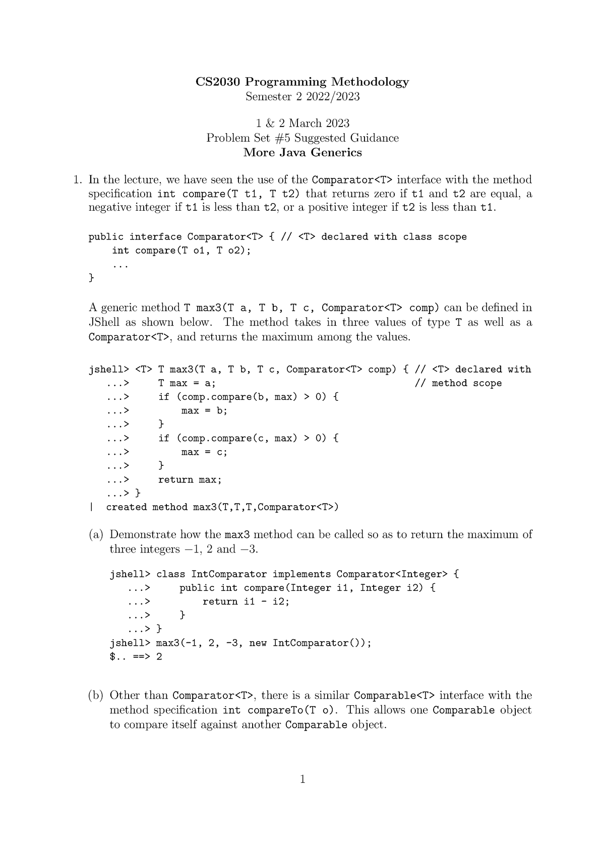 Recitation 05guide - Rec - CS2030 Programming Methodology Semester 2 ...