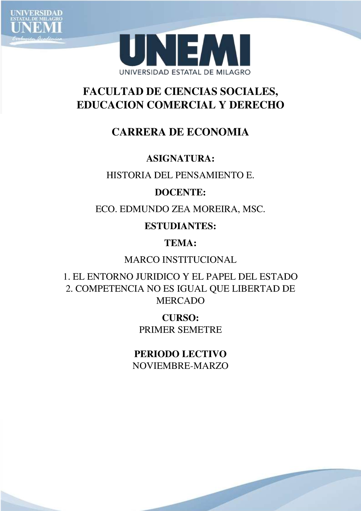 Historia del pensamiento 1 - FACULTAD DE CIENCIAS SOCIALES, EDUCACION ...