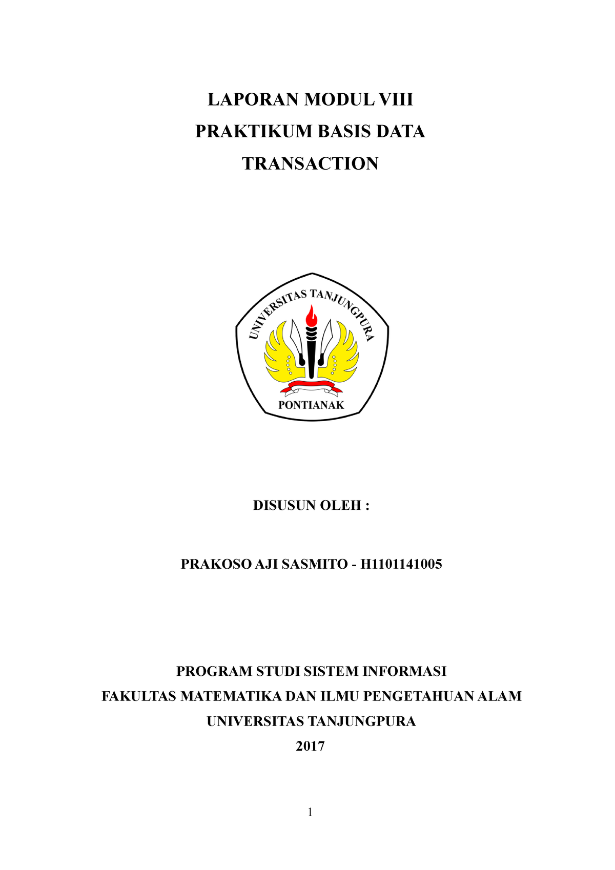 Laporan Basis Data Modul 8 Transaction - LAPORAN MODUL VIII PRAKTIKUM ...