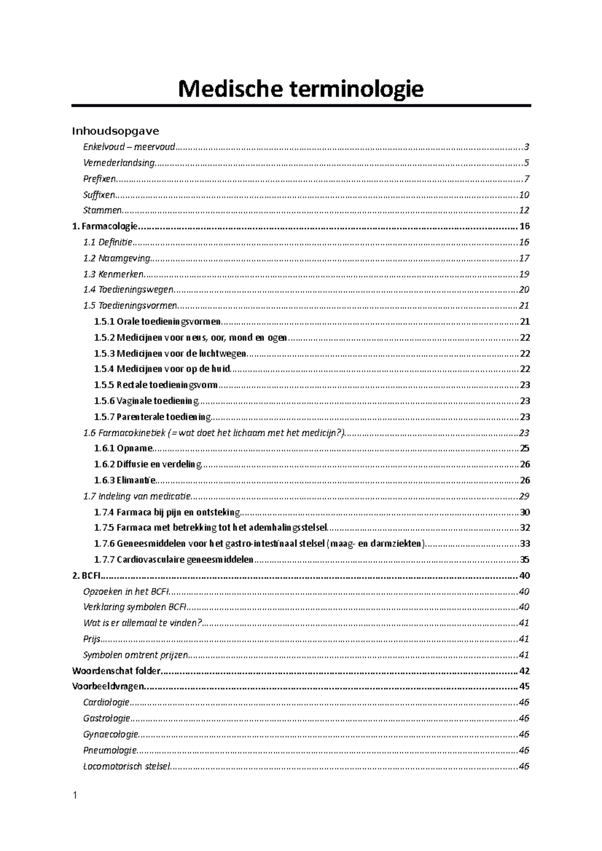 Samenvatting Anatomie 1 Ste Semester 1ste Jaar - Medische Terminologie ...