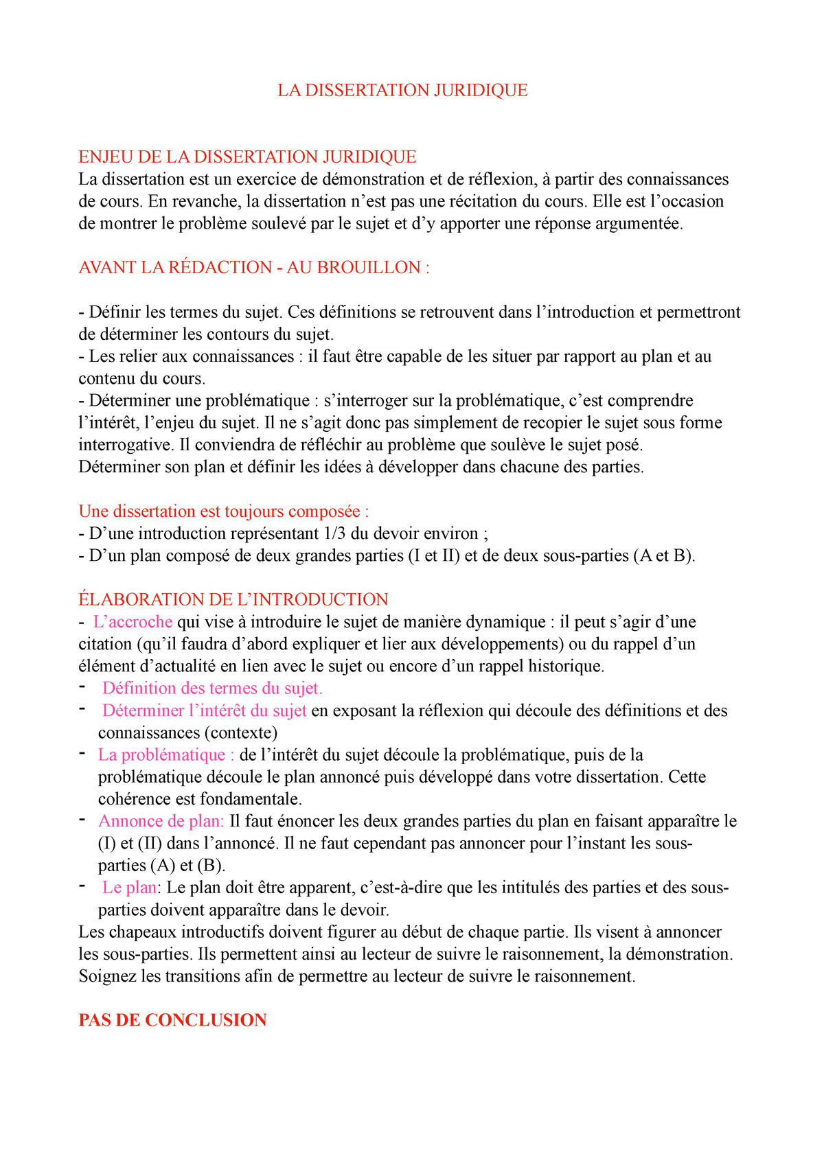 methodologie de la dissertation juridique camerounais