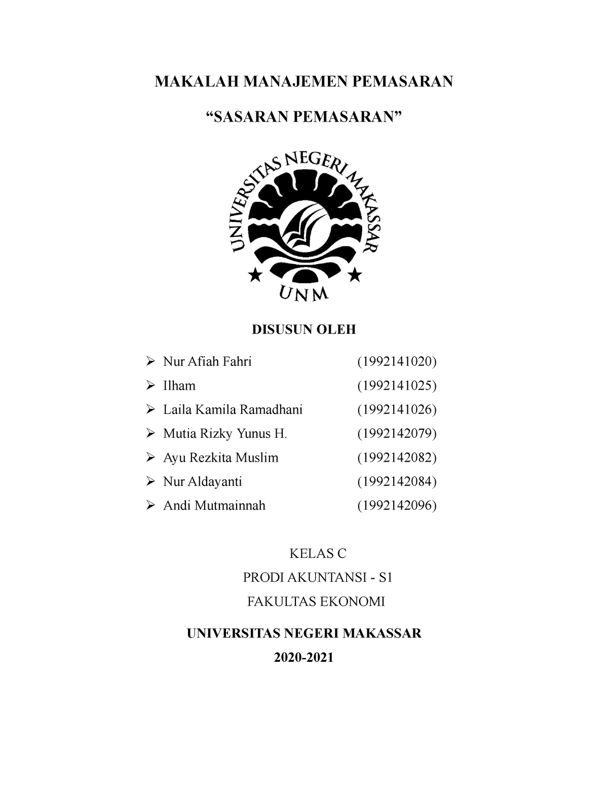 Makalah Manajemen Pemasaran - MAKALAH MANAJEMEN PEMASARAN “SASARAN ...