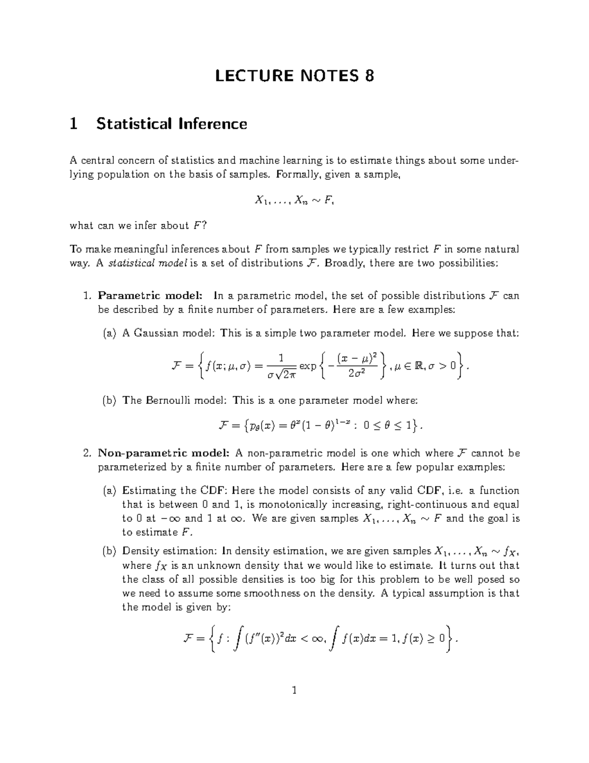 Lecture 8 - wereeeeeeeeeeeeeeeeeeeeee - LECTURE NOTES 8 1 Statistical ...