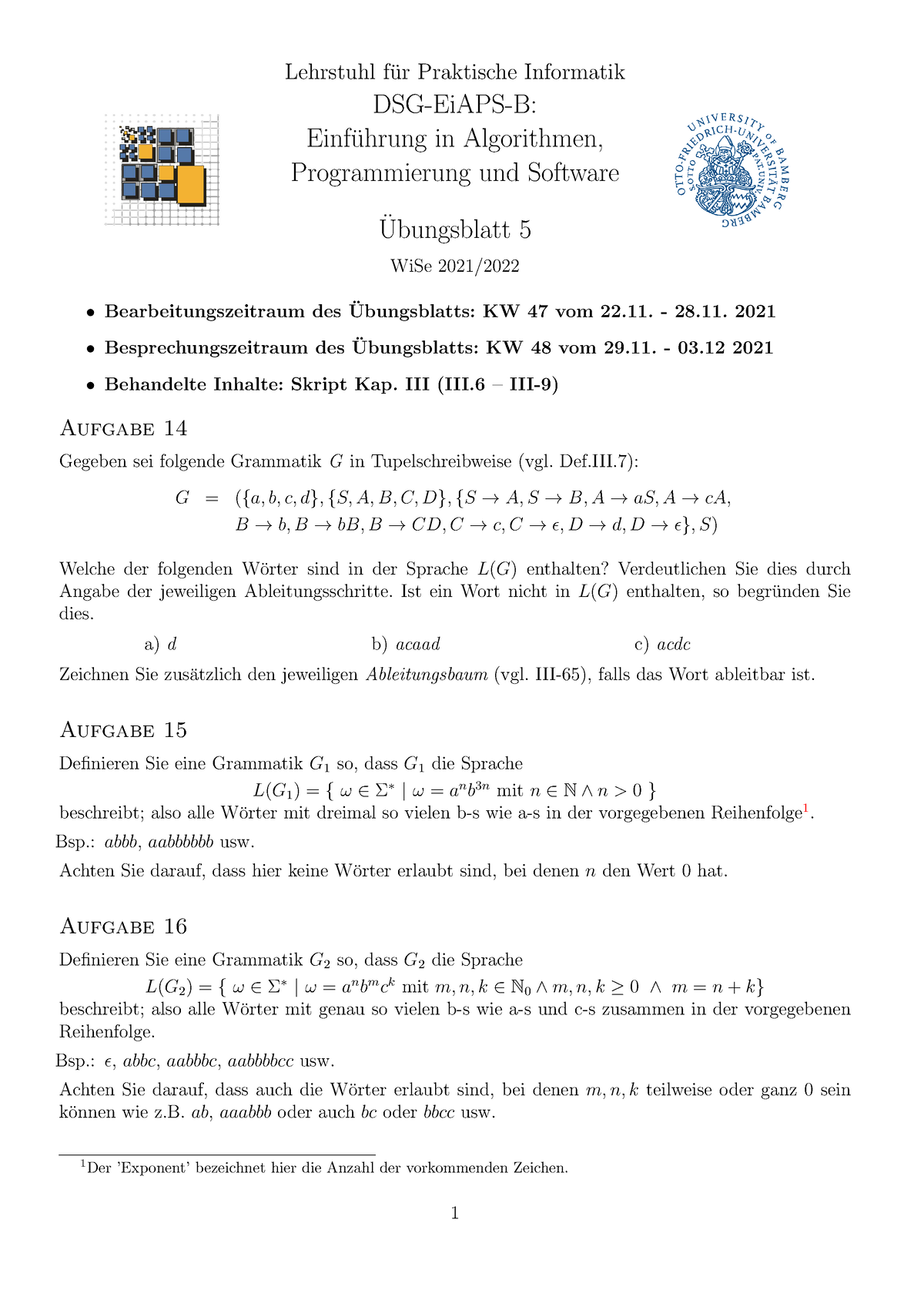 Ei APS Wi Se20212022 Uebungsblatt 5 - Lehrstuhl F ̈ur Praktische ...