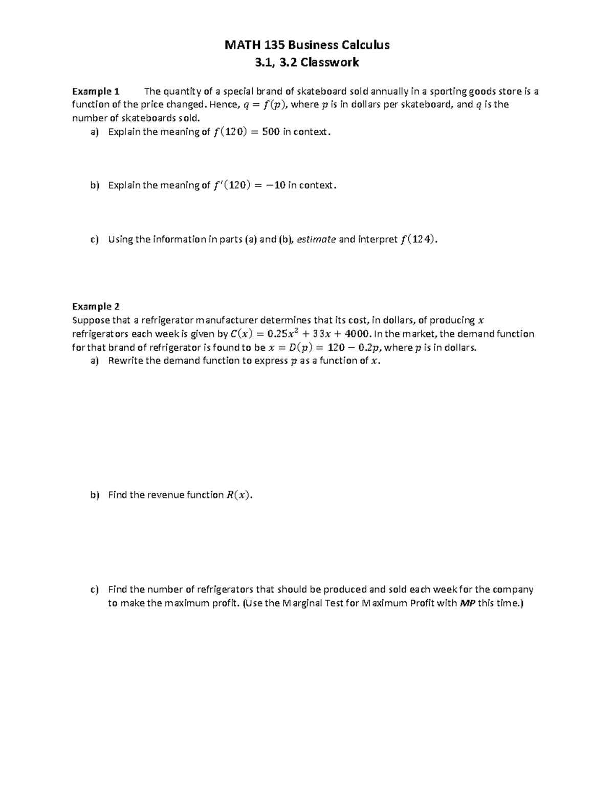 3.1, 3.2 Class W - MATH 135 - CSUF - Studocu