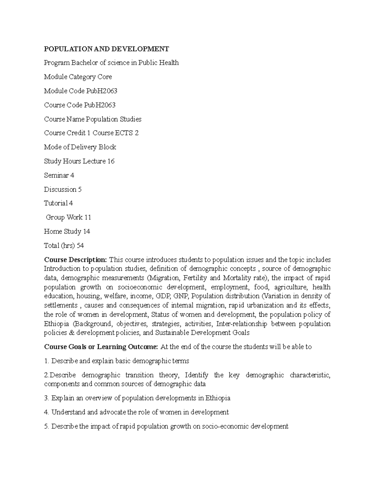 Population AND Development - POPULATION AND DEVELOPMENT Program ...