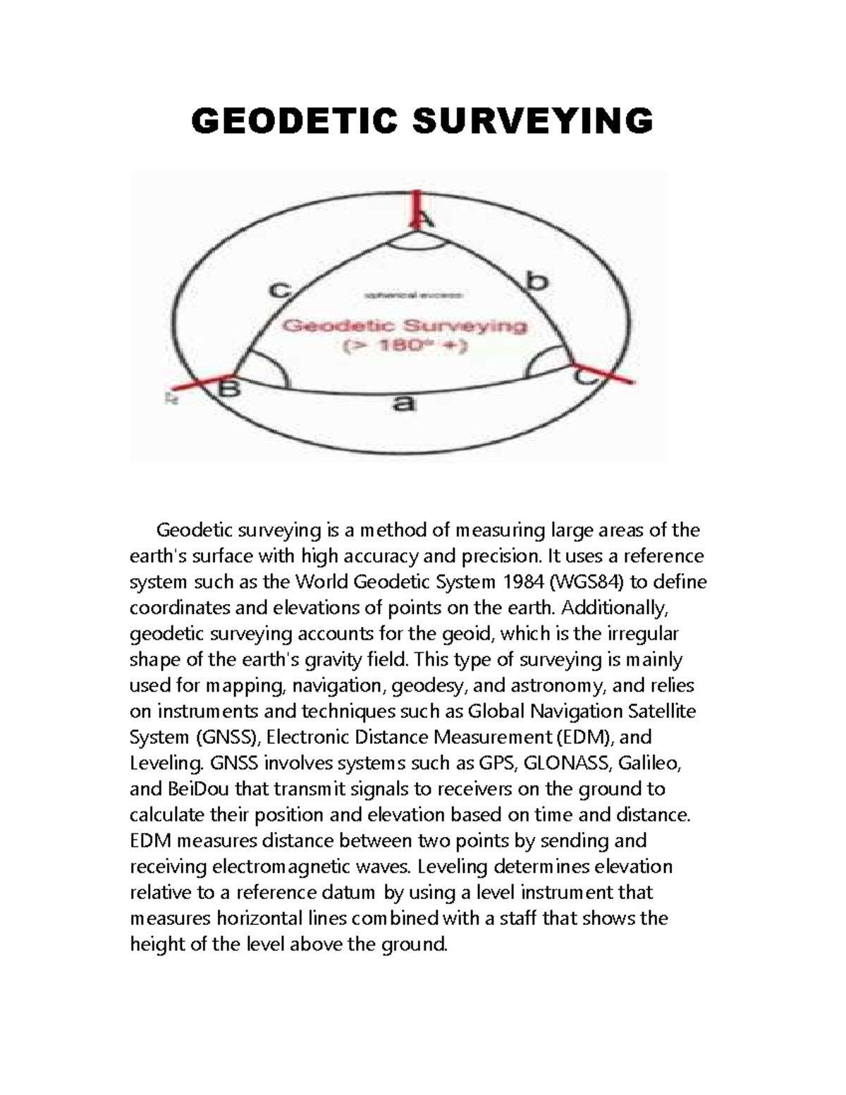 number of parkings - GEODETIC SURVEYING Geodetic surveying is a method ...