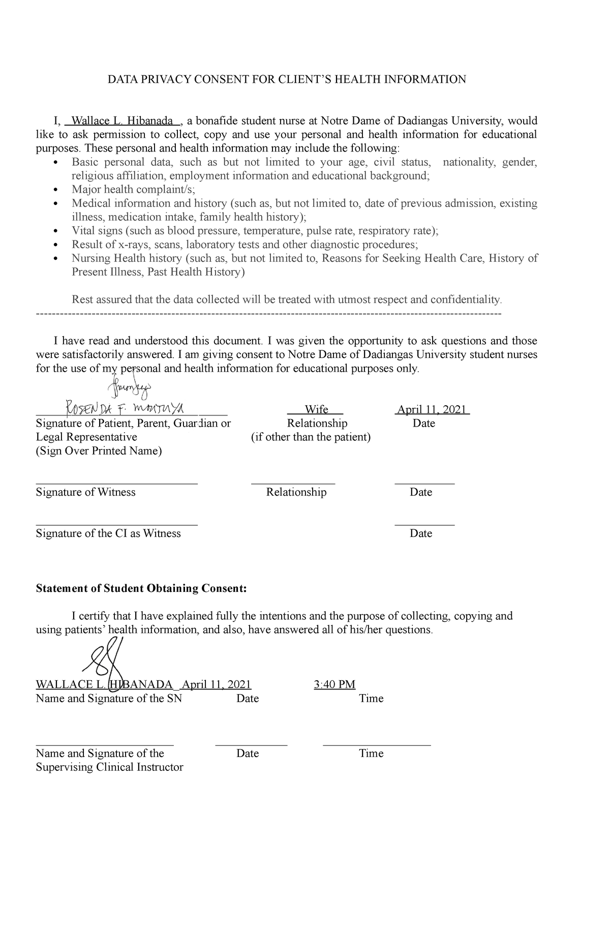 3 DATA Privacy Consent FOR Client - DATA PRIVACY CONSENT FOR CLIENT’S ...