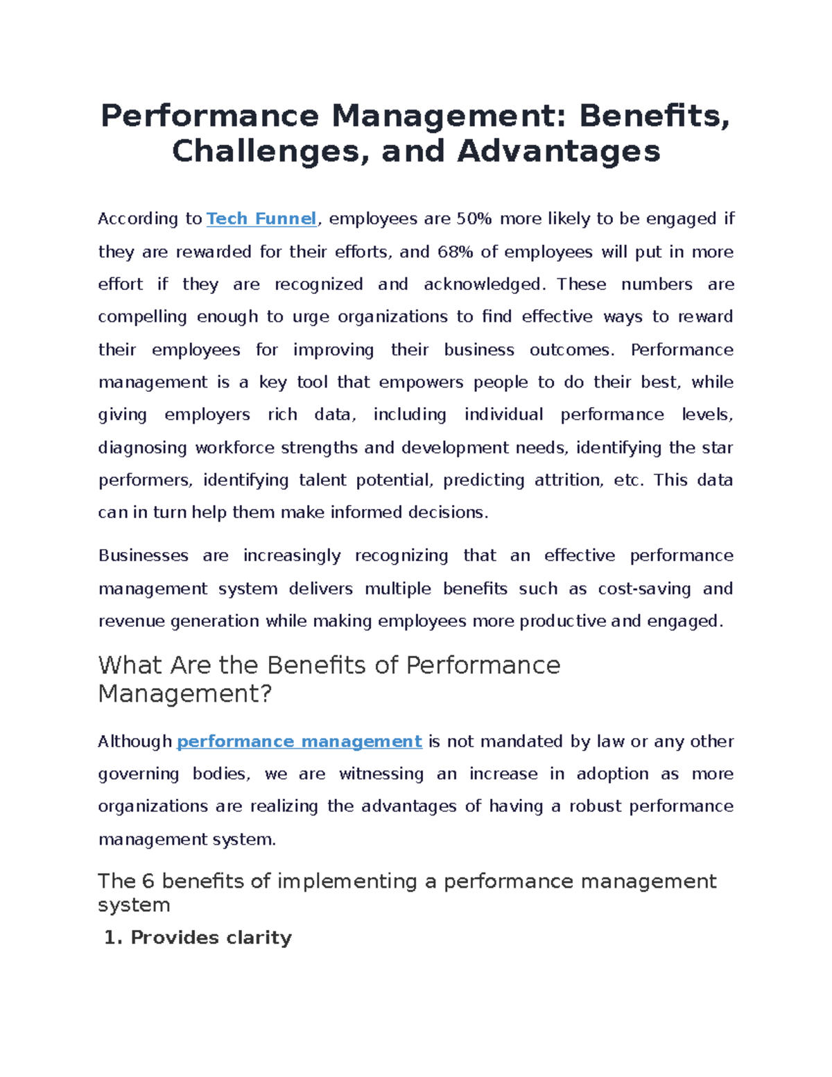 Performance Management- 1 - These numbers are compelling enough to urge ...