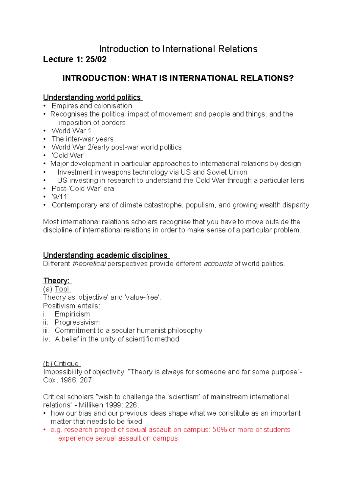 Lectures - Lecture Notes from Weeks 1-12 - Introduction to ...